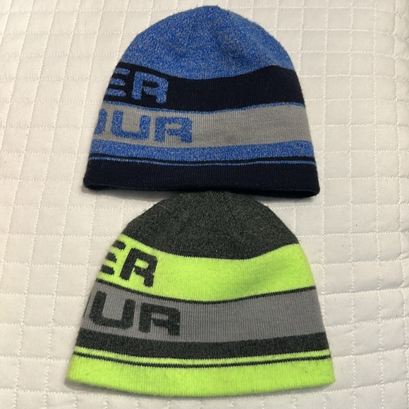 Under Armour Boy’s Knit Beanies Size 4-6 yrs -EUC Lot of 2 - Picture 2 of 4